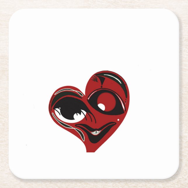 Abstrakt, rött hjärta underlägg papper kvadrat (Framsidan)