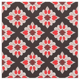 Abstrakt rött och vitt blomster Mönster Tyg