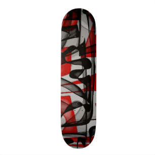 Abstrakt rött svart skateboarddäck mini skateboard bräda 18,5 cm