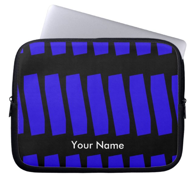 Abstrakt Royal Blue & Black, Namn, Dator Laptop Sleeve (Framsidan)