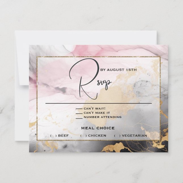 Abstrakt RSVP Svart Guld Rosa Inbjudningar (Framsida)