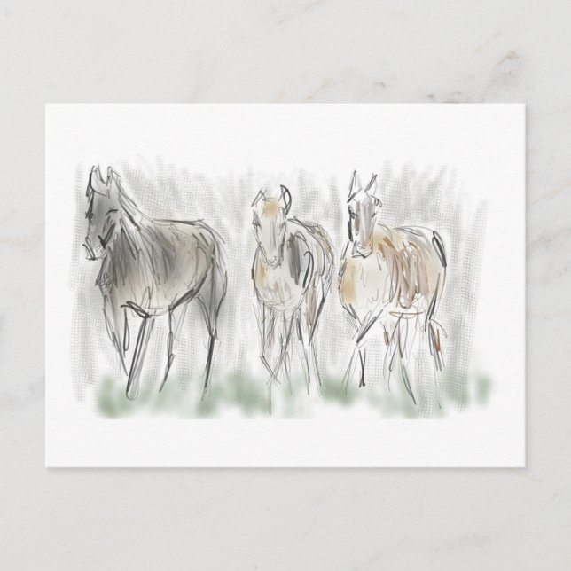 Abstrakt Running Horses Vykort (Framsida)