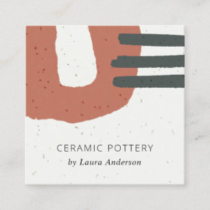 ABSTRAKT RUST CERAMIC STRUKTUR TERRACOTTA SPECKELL FYRKANTIGT VISITKORT