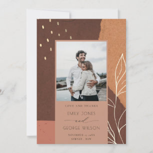 Abstrakt Rust Fauna Leafy Photo Save Date Card Tack Kort