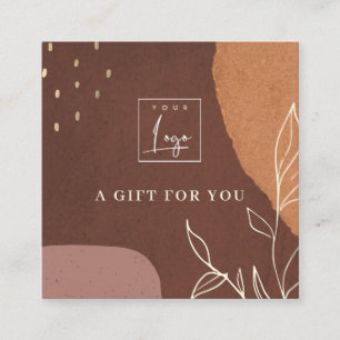 Abstrakt Rust Orange Foliage Logotyp Gift-certifik Fyrkantigt Visitkort