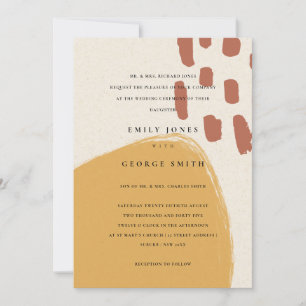 ABSTRAKT RUST ORANGE KRAFT SCANDI WEDDING INVITE TACK KORT