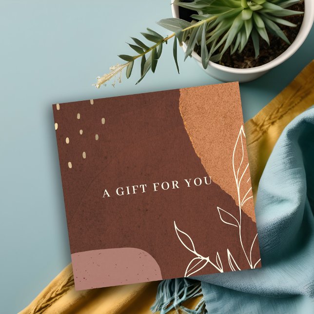 Abstrakt Rust Orange Löv Foliage Gift-certifikat Fyrkantigt Visitkort (Skapare uppladdad)