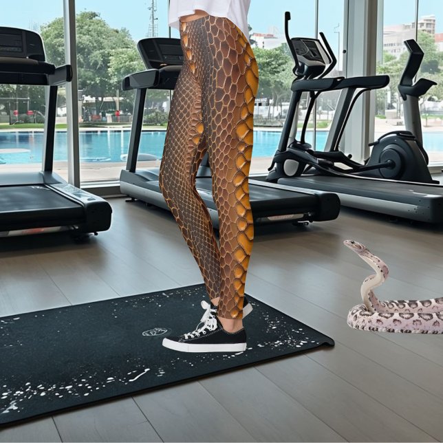 Abstrakt Rustic Brown Orange Elegant Snake Skin Leggings (Skapare uppladdad)