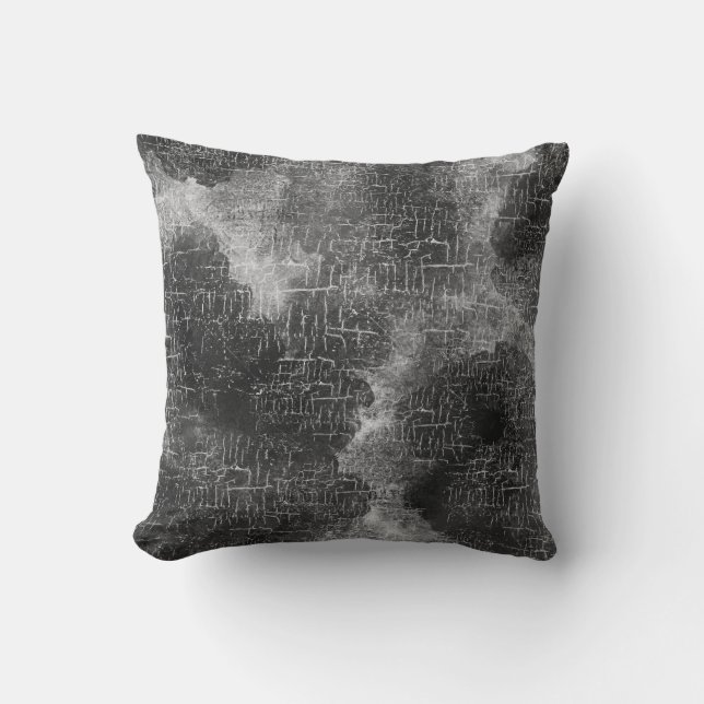 Abstrakt Rustic Grunge Charcol Grått Kudde (Framsida)