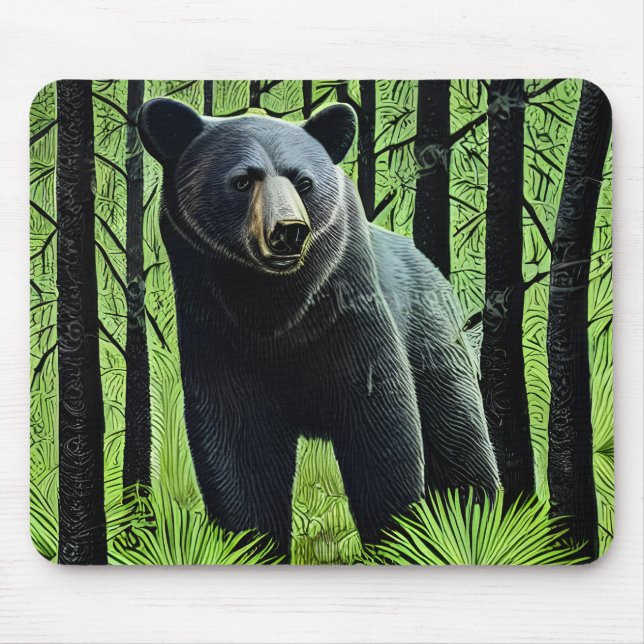 Abstrakt Rustic Wilderness Black Bear Musmatta (Framsidan)