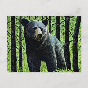 Abstrakt Rustic Wilderness Black Bear Vykort