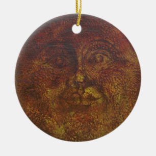 Abstrakt Rusty Brown Ansikte vid Sol Ornament