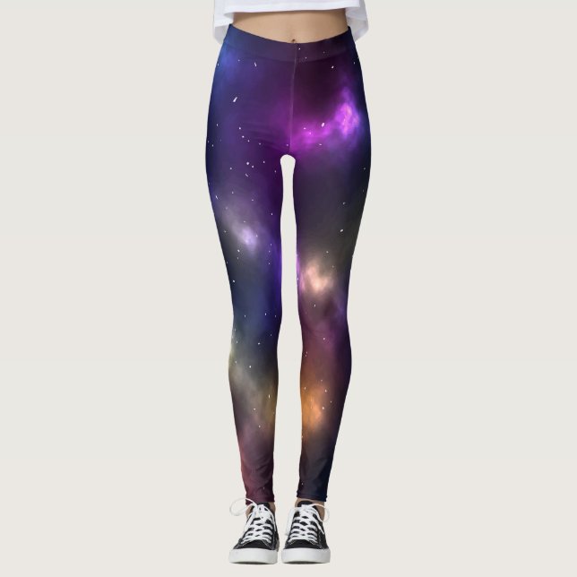 Abstrakt rymd- och stjärnbildsdesign leggings (Framsida)
