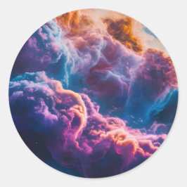 Abstrakt rymdnebulakonst - Färgglatt dekal Runt Klistermärke