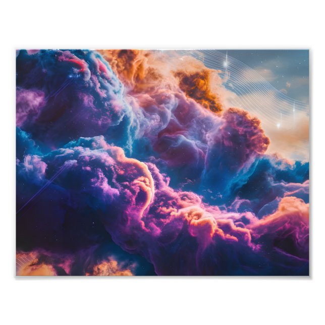 Abstrakt rymdnebulakonst - Färgrik kosmisk Fototryck (Framsidan)