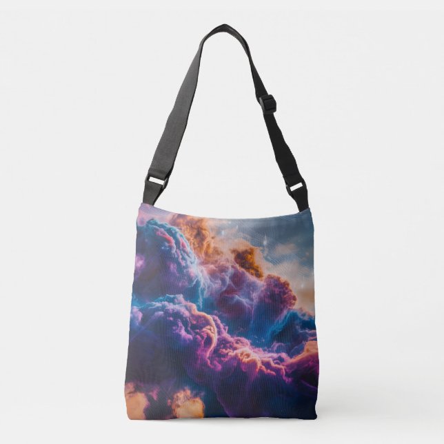 Abstrakt rymdnebulosa konst - Färgrik kosmisk Axelväska (Framsida)