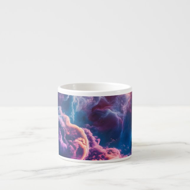 Abstrakt rymdnebulosa konst - Färgrik kosmisk Espressomugg (Framsidan)