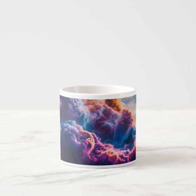 Abstrakt rymdnebulosa konst - Färgrik kosmisk Espressomugg (Framsidan)