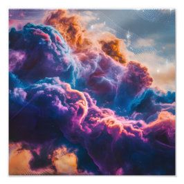 Abstrakt rymdnebulosa konst - Färgrik kosmisk Fototryck