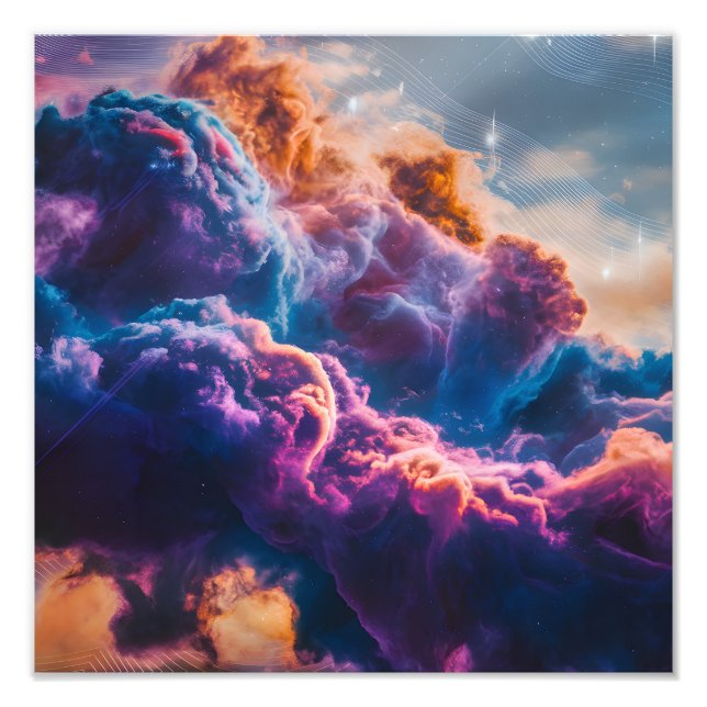 Abstrakt rymdnebulosa konst - Färgrik kosmisk Fototryck (Framsidan)