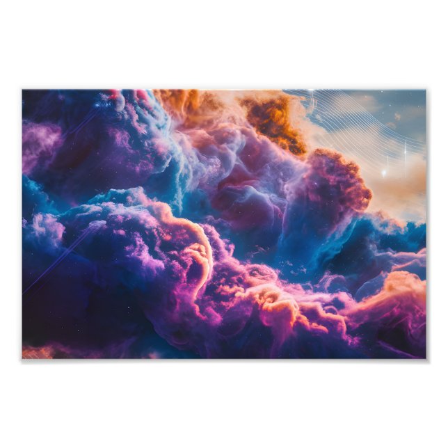 Abstrakt rymdnebulosa konst - Färgrik kosmisk Fototryck (Framsidan)