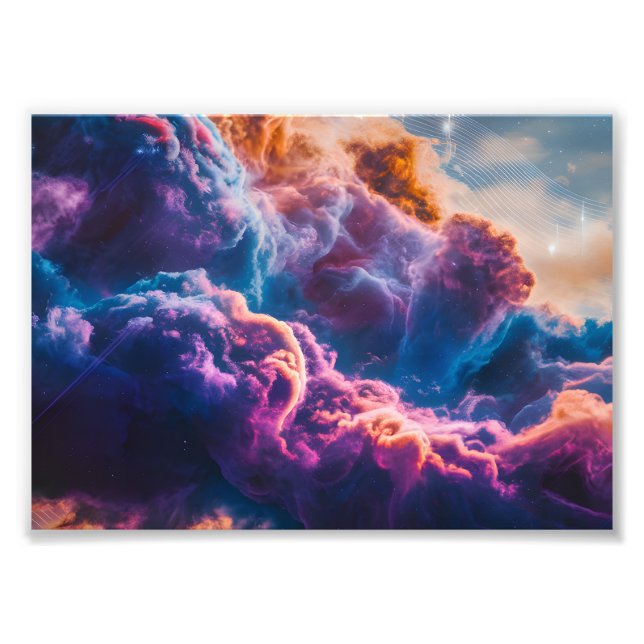 Abstrakt rymdnebulosa konst - Färgrik kosmisk Fototryck (Framsidan)