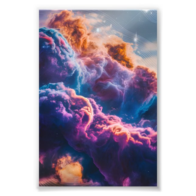 Abstrakt rymdnebulosa konst - Färgrik kosmisk Fototryck (Framsidan)