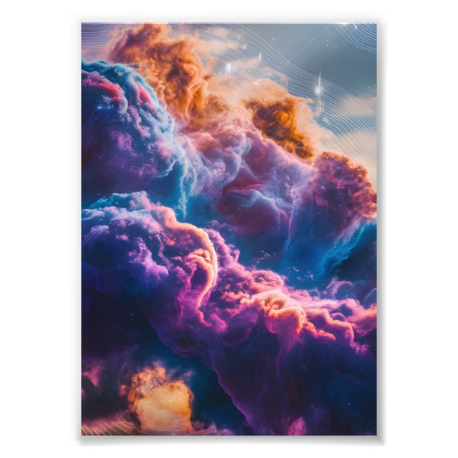 Abstrakt rymdnebulosa konst - Färgrik kosmisk Fototryck (Framsidan)