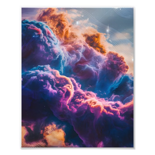 Abstrakt rymdnebulosa konst - Färgrik kosmisk Fototryck (Framsidan)