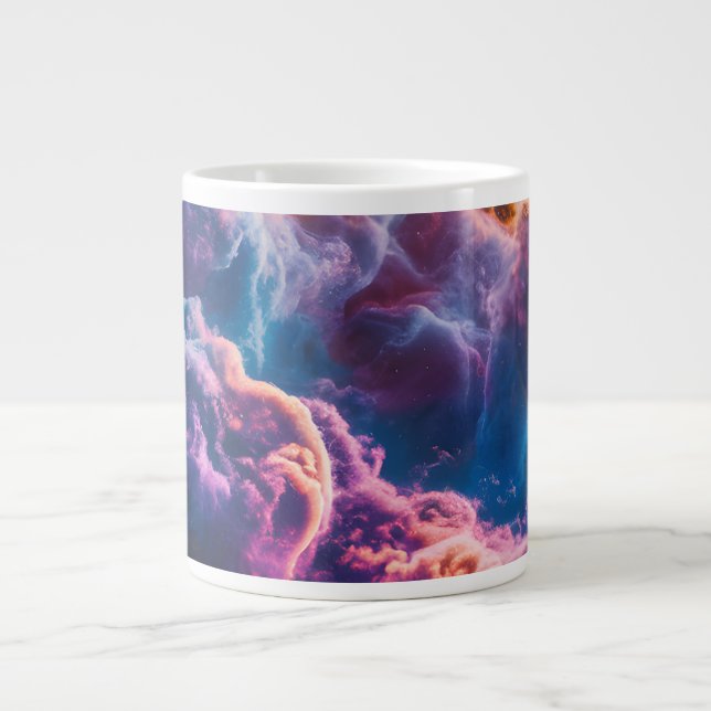 Abstrakt rymdnebulosa konst - Färgrik kosmisk Jumbo Mugg (Framsidan)