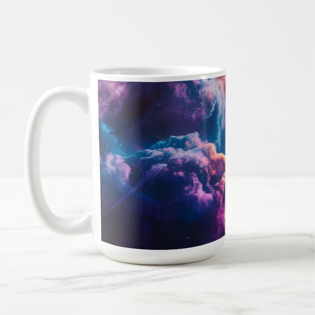 Abstrakt rymdnebulosa konst - Färgrik kosmisk Kaffemugg (Vänster)