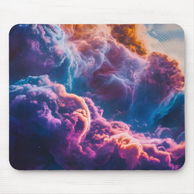 Abstrakt rymdnebulosa konst - Färgrik kosmisk Musmatta (Framsidan)