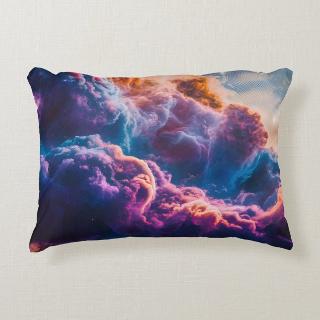 Abstrakt rymdnebulosa konst - Färgrik kosmisk Prydnadskudde (Framsidan)