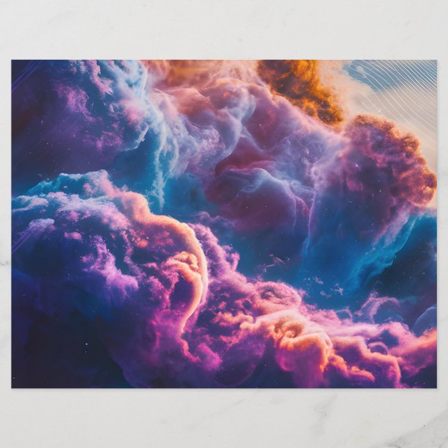 Abstrakt rymdnebulosa konst - Färgrik kosmisk Reklamblad (Framsidan)