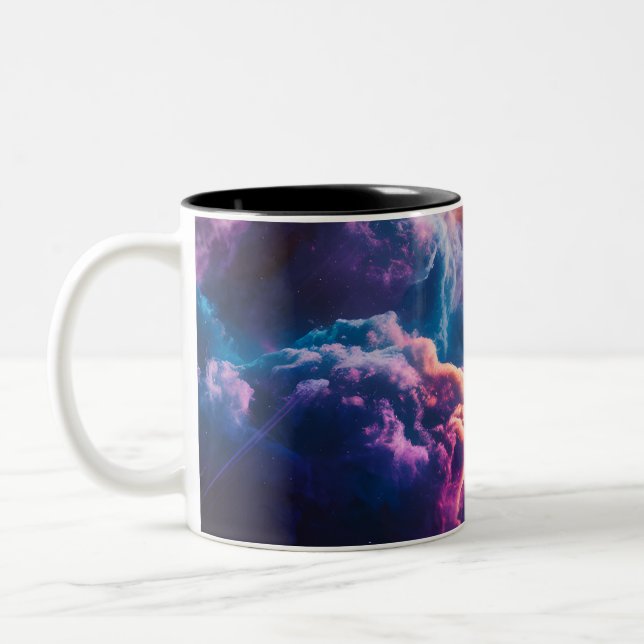 Abstrakt rymdnebulosa konst - Färgrik kosmisk Två-Tonad Mugg (Vänster)