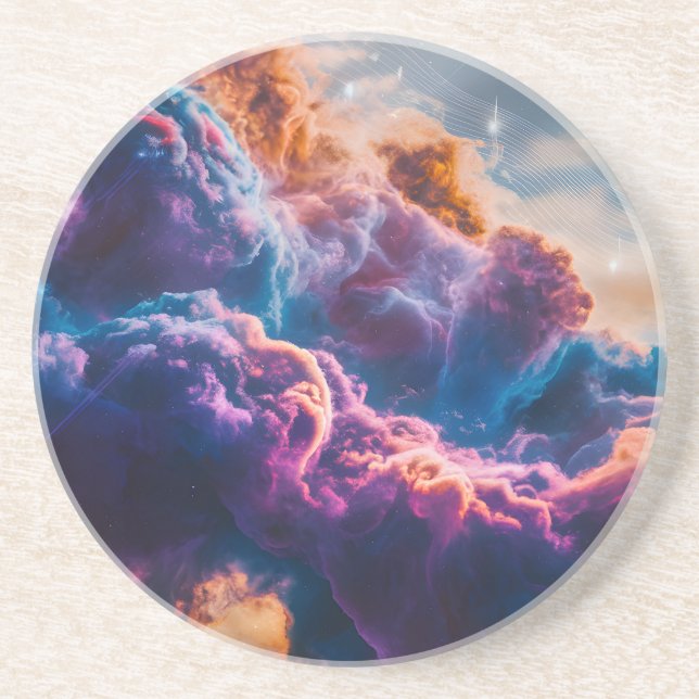 Abstrakt rymdnebulosa konst - Färgrik kosmisk Underlägg (Framsidan)