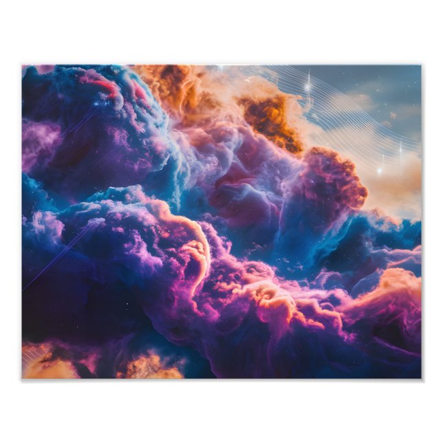 Abstrakt rymdnebulosakonst - Färgrik kosmisk Fototryck (Framsidan)