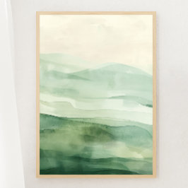Abstrakt Sage Grönt & Beige Mountain Skriv ut 1 av Poster
