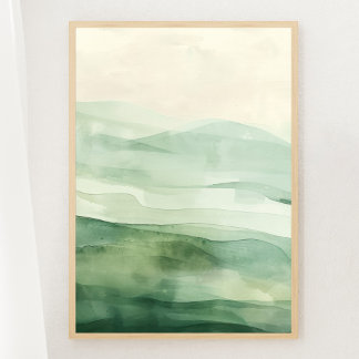 Abstrakt Sage Grönt & Beige Mountain Skriv ut 1 av Poster