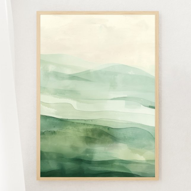 Abstrakt Sage Grönt & Beige Mountain Skriv ut 1 av Poster (Skapare uppladdad)