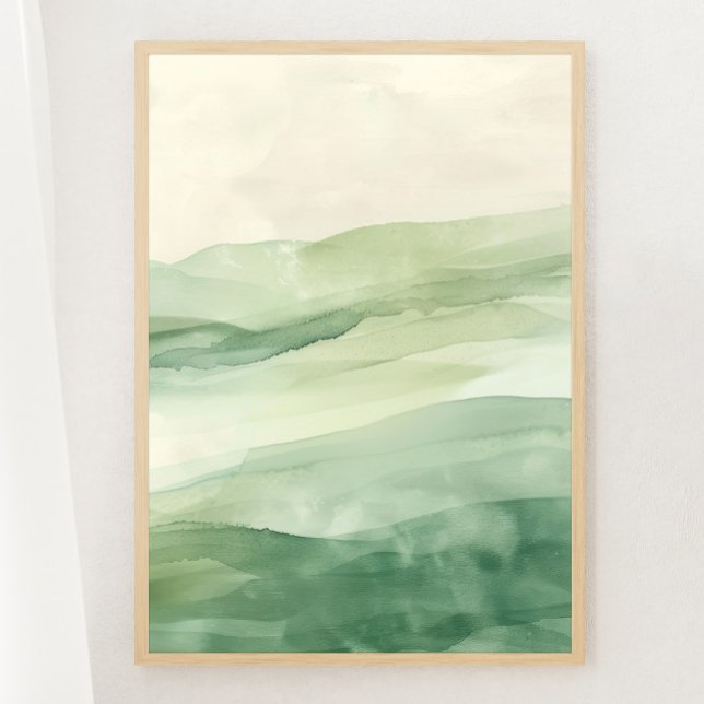 Abstrakt Sage Grönt & Beige Mountain Skriv ut 3 av Poster (Skapare uppladdad)