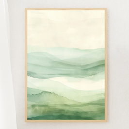 Abstrakt Sage Grönt & Beige Mountains Skriv ut 2 a Poster