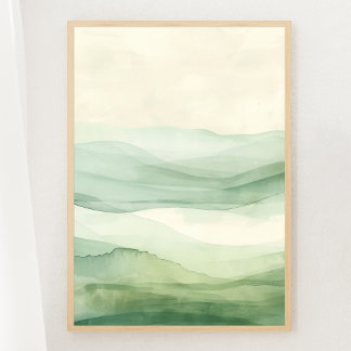 Abstrakt Sage Grönt & Beige Mountains Skriv ut 2 a Poster