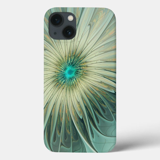 Abstrakt Sage Grönt Fantasy Flower Fractal Art (Baksida)