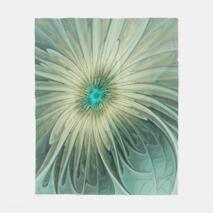 Abstrakt Sage Grönt Fantasy Flower Fractal Art Fleecefilt