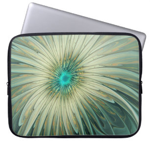 Abstrakt Sage Grönt Fantasy Flower Fractal Art Laptop Fodral