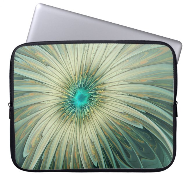 Abstrakt Sage Grönt Fantasy Flower Fractal Art Laptop Fodral (Framsidan)