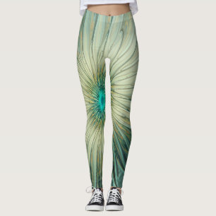 Abstrakt Sage Grönt Fantasy Flower Fractal Art Leggings