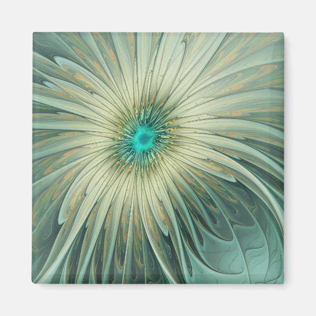Abstrakt Sage Grönt Fantasy Flower Fractal Art Magnet (Framsidan)