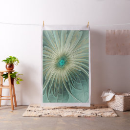 Abstrakt Sage Grönt Fantasy Flower Fractal Art Tyg